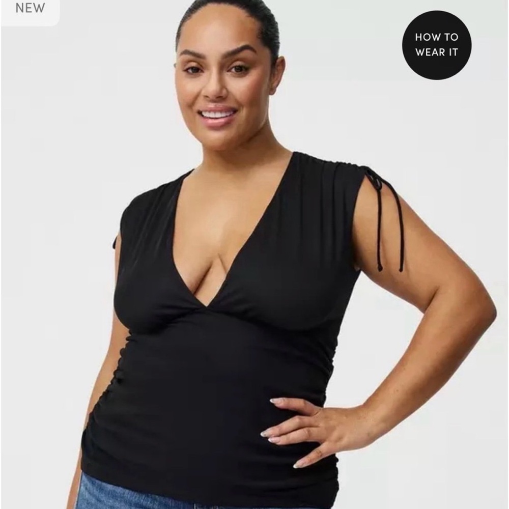 Mesh black ruched tank